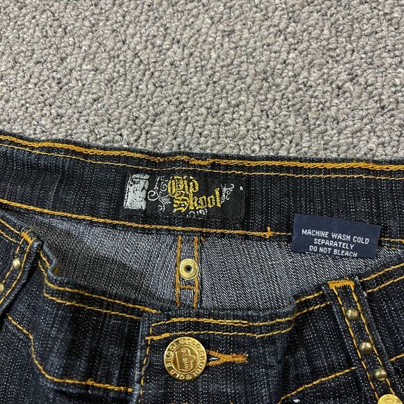 Old Skool Jeans Womens Size 11/12 Blue Embroidered Hip Hop Baggy Wide Leg Grunge - Picture 3 of 9